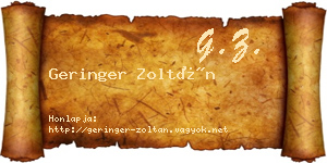 Geringer Zoltán névjegykártya